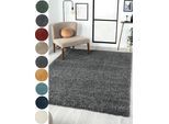 Hochflor-Teppich "My Shaggy", grau (dunkelgrau), B:100cm H:37mm L:150cm, Polypropylen (PP), MYFLAIR MÖBEL & ACCESSOIRES, Teppiche, Shaggy, Uni-Farben, leicht glänzend, Microfaser, extra flauschig
