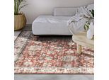 Teppich ELLE DECORATION "Saveh", rot, B:80cm H:5mm L:150cm, Polyester, Teppiche, Teppich, Kurzflor, Anti Rutsch, Vintage, Klassisch, Wohnzimmer, Flur