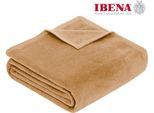 Wohndecke IBENA "Luxus", braun (camelfarben), B:150cm L:200cm, Baumwolle, Kunstfaser, Wohndecken, Wohndecke, verschiedene Größen, uni, Kuscheldecke, Premium, made in Europe