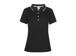 Poloshirt LUHTA "Luhta Polo shirt Kivimaa", Damen, Gr. XXL, schwarz, Stoff, 100% Polyester, normal, hoch geschlossener Ausschnitt, Shirts