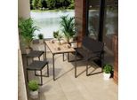 Beldano , Anthrazit, Schwarz, Teakfarben , Metall, Kunststoff, Textil , Rückenlehne umklappbar, geeignet für Balkon , Gartenmöbel, Balkonmöbel, Balkonmöbel-Sets