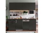 Respekta , Grau, Eichefarben , Holzwerkstoff , 1 Schublade(n),1 Schublade(n) Schubladen , seitenverkehrt montierbar, nur wie online abgebildet bestellbar , E , 195 cm , Made in Germany , links aufbaubar, rechts aufbaubar , Küche, Küchenblöcke, Küchenzeilen