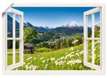 Wandbild ARTLAND "Fensterblick Bayerischen Alpen", weiß (farbe bild(er): weiß), B:70cm H:50cm, Bilder, als Leinwandbild, Poster in verschied. Größen