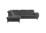 Livetastic , Grau , Textil , Ottomane links, L-Form , 256x209 cm , Made in EU , Typenauswahl, Stoffauswahl, seitenverkehrt erhältlich, Hocker erhältlich ,