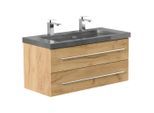 Mid.you , Eichefarben , Holzwerkstoff , 2 Schublade(n) Schubladen , 100 cm , hängend , Badezimmer, Badezimmermöbel, Badezimmerschränke, Waschtische