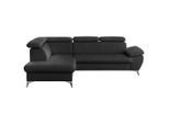 Livetastic , Schwarz , Textil , Ottomane links, L-Form , 256x209 cm , Made in EU , Typenauswahl, Stoffauswahl, seitenverkehrt erhältlich, Hocker erhältlich ,