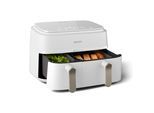 PHILIPS Heißluftfritteuse "Airfryer 3000 Dual Basket NA352/00, zwei Körbe mit 9L (3L+6L)", weiß (weiß, champagne), B:44,4cm H:31,5cm T:38,3cm, Fritteusen, RapidAir Technologie und 12 Kochfunktionen; Schwarz