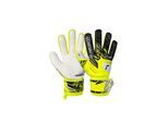 Torwarthandschuhe REUSCH "Attrakt Grip", Damen, Gr. 7, bunt (silberfarben, gelb), 34% Polyester, 5% Lederimitat, 1% Baumwolle, mehrfarbig, Handschuhe, mit Negative Cut