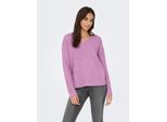 V-Ausschnitt-Pullover ONLY "ONLCAMILLA V-NECK L/S PULLOVER KNT NOOS", Damen, Gr. XS, rosa (mauve orchid detail:melange), Strick, Obermaterial: 74% Polyacryl, 24% Polyester, 2% Elasthan, meliert, regular fit normal, V-Ausschnitt, Strickbündchen, Pullover, Materialmix, regular fit