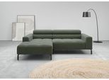 Ecksofa HOME AFFAIRE "Claya, 223 cm breit, L-Form, Kopfteilverstellung", oliv, B:223cm H:71cm T:179cm, 95% Polyester, 5% Nylon, Sofas, Ecksofa, Moderne Steppung, weicher Polsteraufbau & saugroboterfreundliche Höhe