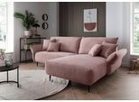 Ecksofa HOME AFFAIRE "Amarena modern & bequem, verstellbare Armlehnen, L-Form", rosa (silber, zierkissen silber), B:255cm H:95cm T:178cm, 93% Polyester, 7% Polyamid, Sofas, Ecksofa, inklusive Armlehnenverstellfunktion, inkl. 4x Zierkissen