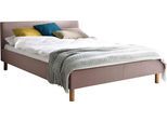 Polsterbett MEISE.MÖBEL "Lena in verschiedenen Breiten und Farben erhältlich", rosa (altrosa), L:205cm, Bezug Bett: Strukturstoff (100% Polyester), Betten, Polsterbett, Breite 120cm & 140cm, mit Holzfüßen