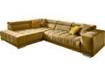 Ecksofa DIE PLANBAR "MP-IN15053 L-Form breiter Schenkel", gelb (curry), B:323cm H:73cm T:222cm, Sofas, Ecksofa, wahlweise mit Kopfteilverstellung und manueller Vorziehbank