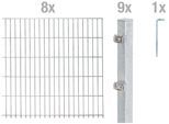 Doppelstabmattenzaun ALBERTS "Grundset", silber (silberfarben), H:160cm, Stahl, Zaunelemente, Doppelstabmattenzaun, Höhe: 80-200 cm, Gesamtlänge: 4-30 m, zum Einbetonieren