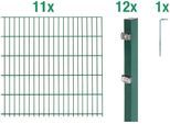Doppelstabmattenzaun ALBERTS "Grundset", grün, H:100cm, Stahl, Zaunelemente, Doppelstabmattenzaun, Höhe: 80-200 cm, Gesamtlänge: 4-30 m, zum Einbetonieren