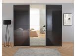 Schwebetürenschrank RAUCH "Kleiderschrank Schrank Garderobe KOLUNA Hochglanz-Front und Spiegel", schwarz (graumetallic, hochglanz effektgrau), B:271cm H:210cm T:62cm, Holzwerkstoff, Schränke, Schwebetürenschrank, Breiten 203/271/315/360 cm Höhen 210/229 cm MADE IN GERMANY