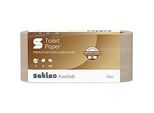 Satino Toilettenpapier PureSoft, 4-lagig, mit Prägung, L 18 m x B 94 mm, 100 % Recycling-Karton, soft beige, 8 x 130 Blatt