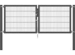 Zaundoppeltür ALBERTS "Flexo Plus", grau (anthrazit), B:250cm H:100cm, Stahl, Tore, Zaundoppeltür, verschiedene Abmessungen