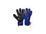 Torwarthandschuhe REUSCH "Attrakt Infinity Finger Support", Damen, Gr. 10, dunkelblau, orange, 30% Polyester, 25% Latex, 9% Polypropylen, 5% Lederimitat, 1% Baumwolle, Handschuhe, mit integriertem Fingersupport-System