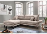 Ecksofa HOME AFFAIRE "Lazio modern und bequem, schmale Armlehnen, tolle Detailverarbeitung", beige, B:255cm H:94cm T:180cm, Sofas, Ecksofa, Armlehnen verstellbar