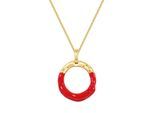 Kette mit Anhänger YOKOAMII "AV104", rot (gelbgold), Halsketten, Damen, 65,0cm Basiskette + 5,0cm Verlängerung
