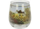 Windlicht GOEBEL "Windlicht Claude Monet- Das Künstlerhaus", bunt, B:8,5cm H:10cm T:8,5cm, Glas, Kerzenhalter, Windlicht