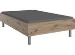 Bett WIMEX "Easy, große Auswahl an Größen und Farben, auch in Komforthöhe", braun (viking oak, alufarben), H:46cm L:210cm, Betten, Bett, ohne Kopfteil, ideal unter Dachschrägen oder Fenster