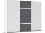 Kleiderschrank RAUCH "Schwebetürenschrank Garderobe Schrank TOP ANGEBOT Avola", weiß (alpinweiß, graumetallic, leisten weiß), B:271cm H:210cm T:62cm, Holzwerkstoff, Schränke, Kleiderschrank, mit eleganten Zierleisten in Chrom, Schwarz oder Weiß MADE IN GERMANY