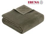 Wohndecke IBENA "Luxus", grün (dunkeloliv), B:150cm L:200cm, Baumwolle, Kunstfaser, Wohndecken, Wohndecke, verschiedene Größen, uni, Kuscheldecke, Premium, made in Europe