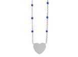 Kette mit Anhänger ADELIA´S "Damen Edelstahl Halskette mit Anhänger Herz", silber (silberfarben, blau), Halsketten, Damen, unbekannt, Edelstahl