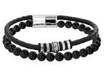 Armband ADELIA´S "Unisex Armband aus Leder mit Onyx 21,5 cm", schwarz, Armbänder, Damen, 22cm, Leder, Armband, Schöne Geschenkidee zum Geburtstag