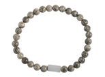 Gliederarmband ADELIA´S "Herren Armband – Kugelarmband aus Edelstahl mit Jaspis 21 cm", grau, Armbänder, Herren, 21cm, Edelstahl, Gliederarmband, Zum Verschenken – ideal zum Weihnachten