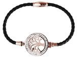 Armband ADELIA´S "Damen Armband – Lebensbaum aus Leder mit Strass Steinchen 18 cm", schwarz, Armbänder, Damen, 18cm, Leder, Armband, Ideal zum Verschenken – schlicht und stilvoll