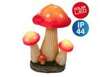LED Solarleuchte NÄVE "Fungo", bunt, B:12cm H:23cm L:17,7cm, Leuchten, Pilzfigur weiß/rot mit 4 unterschiedlich großen Pilzen, Druckschalter