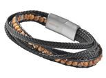 Armband ADELIA´S "Unisex Armband – Lederarmband aus Leder mit Jaspis 19 cm", schwarz, Armbänder, Damen, 19cm, Leder, Armband, Perfekt als Geschenk zum Muttertag