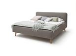 Polsterbett MEISE.MÖBEL "Mattis", grau (taupe), B:181cm H:105cm L:218cm, Bezug Bett: Strukturstoff (100% Polyester), Betten, Polsterbett, Topseller, wahlweise mit Bettkasten