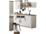 Küche OTTO HOME "KS-Westminster", weiß (küche: weiß, korpus: pinie weiß, arbeitsplatte: eiche wotanfarben), B:204cm T:60cm, Komplettküchen-Sets, Breite 204 cm, ohne E-Geräte