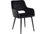 Esszimmerstuhl OTTO HOME "Franca", schwarz, B:55cm H:82cm T:60cm, Stoff, Stühle, Esszimmerstuhl, Sitz in Samtvelours, Rückenlehne mit Rautensteppung, Sitzhöhe 48 cm