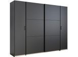 Schwebetürenschrank RAUCH "Kleiderschrank Drehtürenschrank Schrank Garderobe KRONACH", grau (graumetallic, griffleisten graumetallic), B:268cm H:210cm T:59cm, Holzwerkstoff, Schränke, Schwebetürenschrank, mit Dreh- und Schwebetüren und vielen Einlegeböden MADE IN GERMANY
