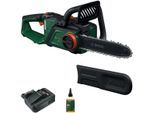 Akku-Kettensäge BOSCH HOME & GARDEN "PKE18V-30-28 KIT", grün (weiß, neutral), Kettensägen, Akku-Kettensäge, für schnelles und einfaches Schneiden von großen Ästen und Stämmen