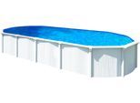 Ovalpool KWAD "Green line Evolution", weiß (weiß, innenfarbe: blau), B:370cm H:132cm L:610cm, Schwimmbecken, 6,1x3,7x1,32 weiß Folie in blau, sand oder grau erhältlich