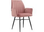 Esszimmerstuhl OTTO HOME "Hrodwyn", rosa (altrosa, schwarz, rosa), B:58cm H:92cm T:58cm, Stoff, Stühle, Esszimmerstuhl, Sitz gepolstert, mit horizontale Nähten am Rücken, Sitzhöhe 52 cm