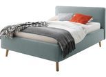 Polsterbett MEISE.MÖBEL "Mattis", blau (eisblau), B:141cm H:105cm L:218cm, Bezug Bett: Strukturstoff (100% Polyester), Betten, Polsterbett, Topseller, wahlweise mit Bettkasten