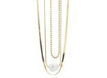 Kette mit Anhänger ADELIA´S "Damen Edelstahl Halskette mit Anhänger mit Perle unbekannt cm", gold (gold, perle), Halsketten, Damen, unbekannt, Edelstahl