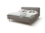 Polsterbett MEISE.MÖBEL "Mattis", grau (taupe), B:161cm H:105cm L:218cm, Bezug Bett: Strukturstoff (100% Polyester), Betten, Polsterbett, Topseller, wahlweise mit Bettkasten