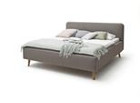 Polsterbett MEISE.MÖBEL "Mattis", grau (taupe), B:201cm H:105cm L:218cm, Bezug Bett: Strukturstoff (100% Polyester), Betten, Polsterbett, Topseller, wahlweise mit Bettkasten