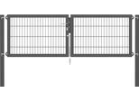 Zaundoppeltür ALBERTS "Flexo Plus", grau (anthrazit), B:250cm H:80cm, Stahl, Tore, Zaundoppeltür, verschiedene Abmessungen