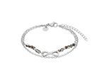 Armband TOM TAILOR "Schmuck Geschenk Edelstahl Infinity Unendlichkeitsschleife", edelstahlfarben, silberfarben, braun, silberfarben, braun, Armbänder, Damen, 20cm, Edelstahl, Armband, mit Glassteine