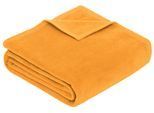 Wohndecke IBENA "Luxus", gelb (gelbgold), B:150cm L:200cm, Baumwolle, Kunstfaser, Wohndecken, Wohndecke, verschiedene Größen, uni, Kuscheldecke, Premium, made in Europe