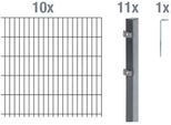 Doppelstabmattenzaun ALBERTS "Grundset", grau (anthrazit), H:100cm, Stahl, Zaunelemente, Höhe: 80-200 cm, Gesamtlänge: 4-30 m, zum Einbetonieren